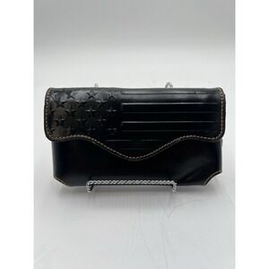 Montana West Black American Flag Leather Belt Loop Holster Cell Phone Case